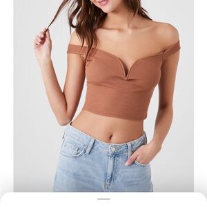 Women's Off-Shoulder Brown Top